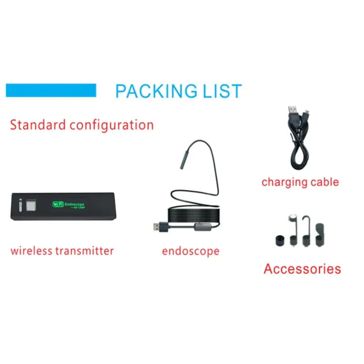 YPC110 8mm 2.0MP HD Camera WiFi Endoscope Snake Tube Inspection Camera with 8 LED Waterproof IP68 Lens Diameter: 8mm