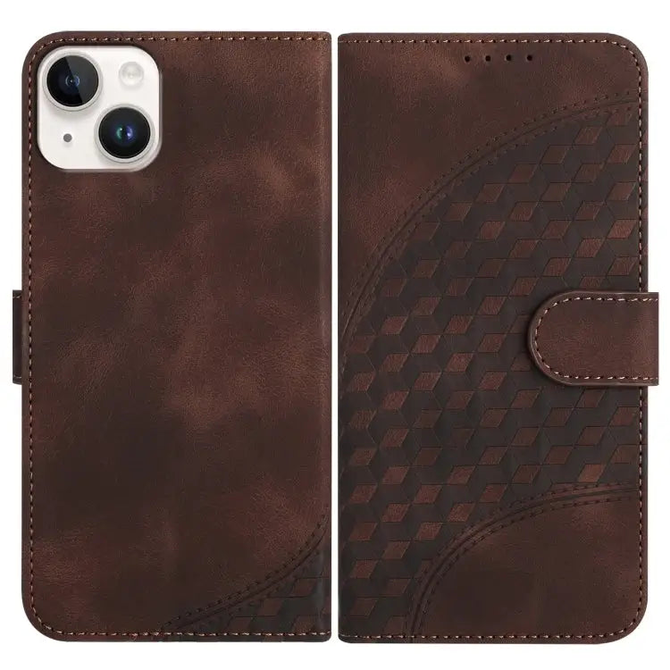 YX0060 Elephant Head Embossed Phone Leather Case with Lanyard For iPhone 15 Pro Max For iPhone 15 Pro For iPhone 15