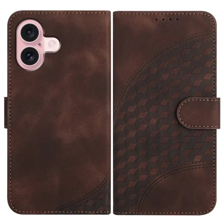 YX0060 Elephant Head Embossed Phone Leather Case with Lanyard For iPhone 16 Pro For iPhone 16 Plus For iPhone 16
