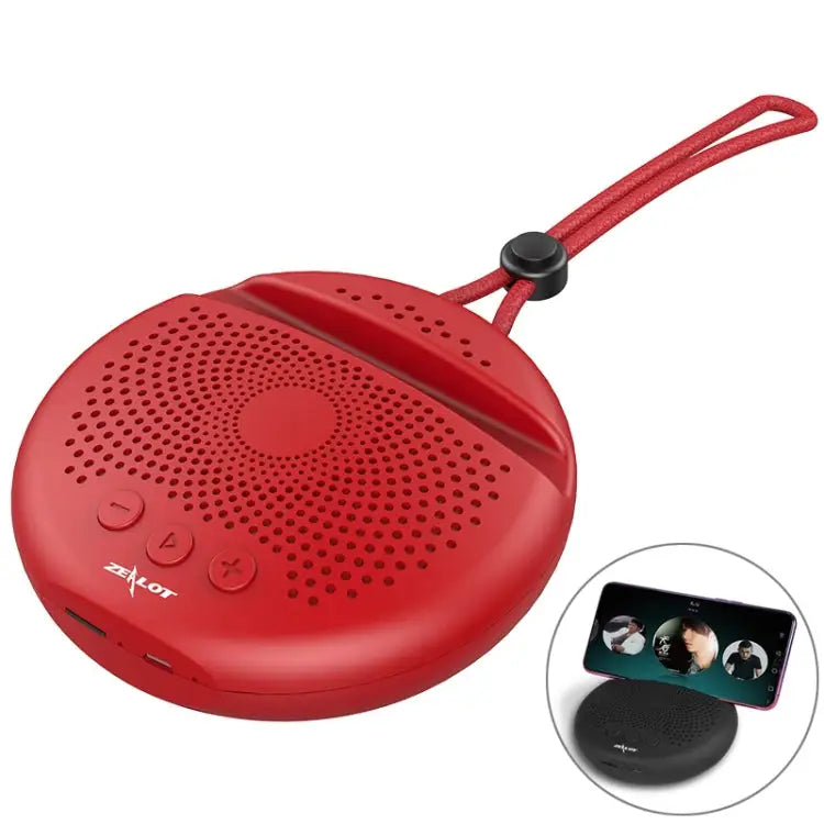 ZEALOT S24 Portable Stereo Bluetooth Speaker with Lanyard & Mobile Card Slot Holder Supports Hands-free Call & TF Card