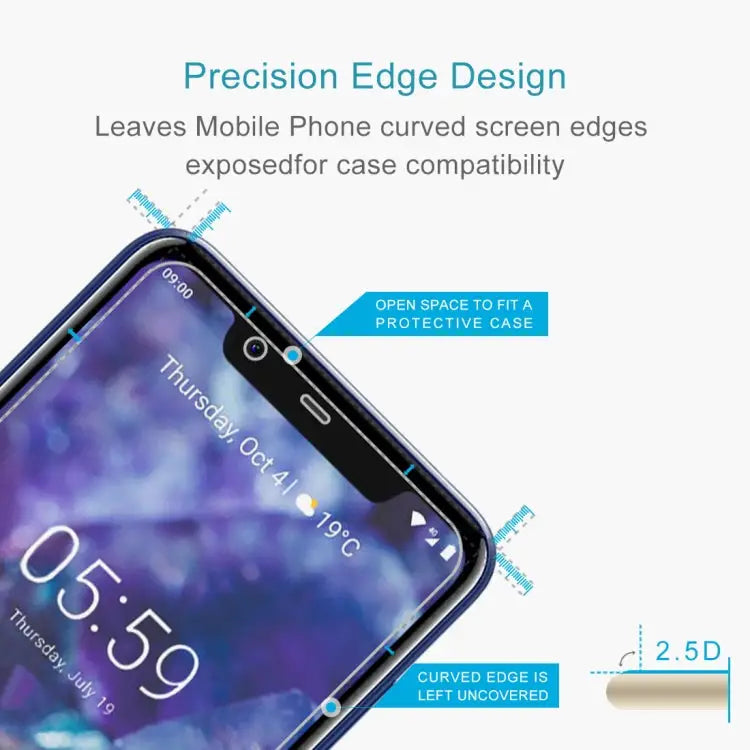 0.26mm 9H 2.5D Tempered Glass Film for Nokia 5.1 Plus (Nokia X5) For Nokia 5.1 Plus - For Nokia 5.1 Plus