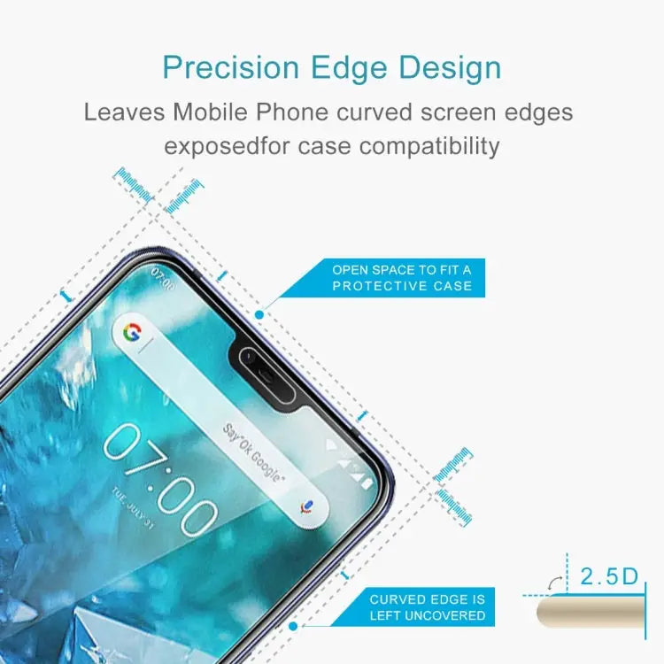 0.26mm 9H 2.5D Transparent Tempered Glass Film for Nokia 7.1 For Nokia 7.1 (1 PC) - For Nokia 7.1 (1 PC)