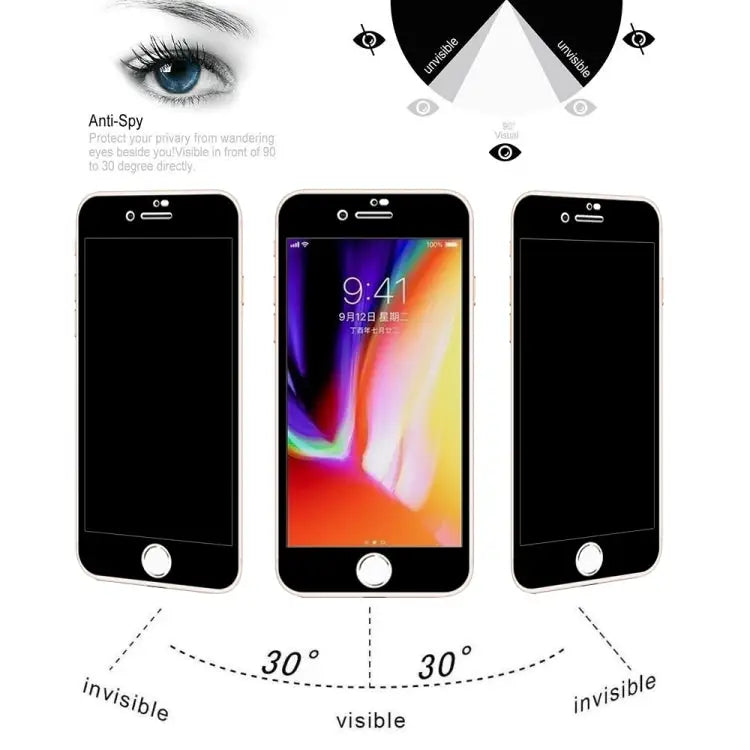 0.26mm 9H 3D Highly Transparent Privacy Anti-glare Tempered Glass Film for iPhone 8 & 7 - iPhone 8 & 7 / Black