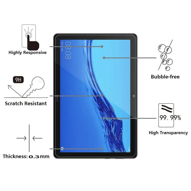 0.26mm 9H Surface Hardness Explosion-proof Tempered Glass Film for Huawei MediaPad T5 10.1 For MediaPad T5