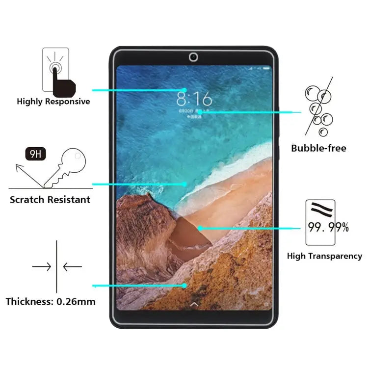 0.26mm 9H Surface Hardness Explosion-proof Tempered Glass Film for Xiaomi Mi Pad 4 Xiaomi Mi Pad 4 - Xiaomi Mi Pad 4