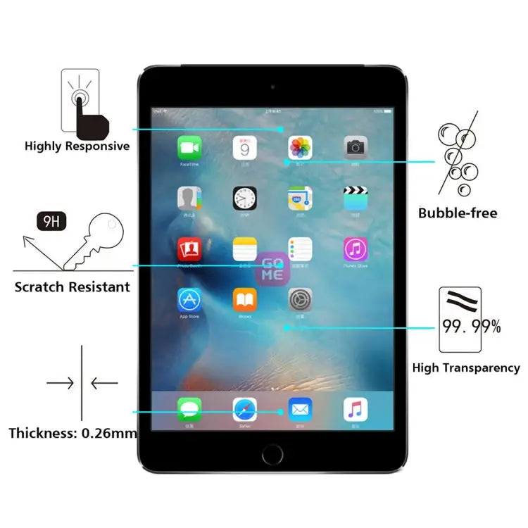 0.3mm 9H+ Surface Hardness 2.5D Explosion-proof Tempered Glass Film for iPad mini / mini 2 Retina / mini 3 For iPad