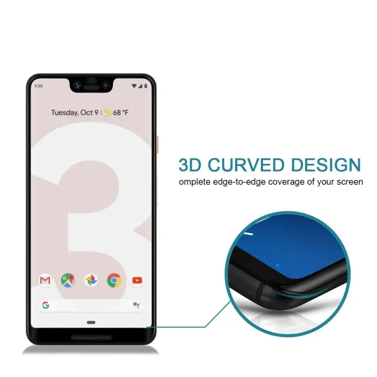 0.3mm 9H Surface Hardness 3D Curved Edge Full Screen Tempered Glass Film for Google Pixel 3 XL For Pixel 3 XL
