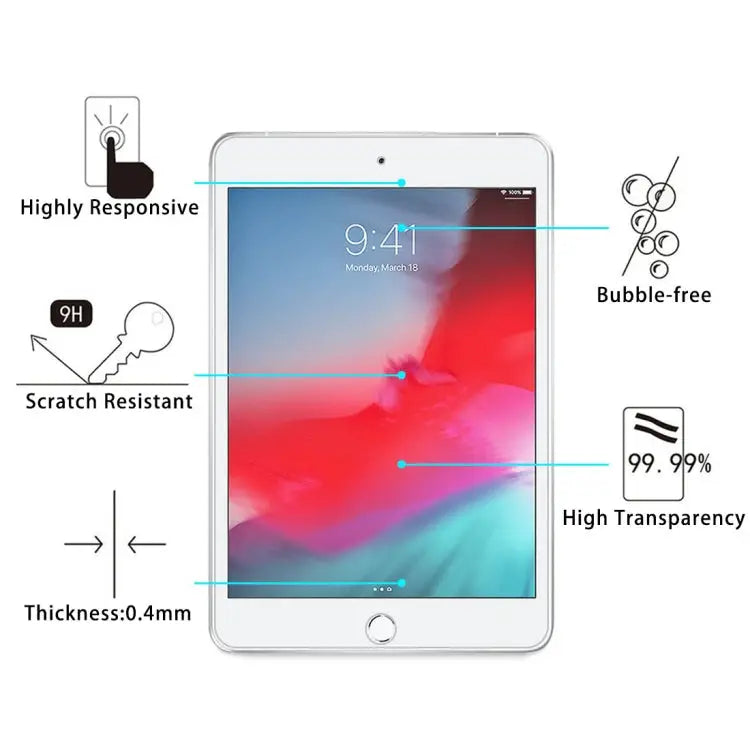 0.4mm 9H Surface Hardness Explosion-proof Tempered Glass Film for iPad mini 5 2019 For iPad mini 5 2019 - For iPad mini
