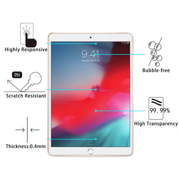 0.4mm 9H Surface Hardness Explosion-proof Tempered Glass Film for iPad Air3 2019 10.5 inch For iPad Air 2019 - For iPad