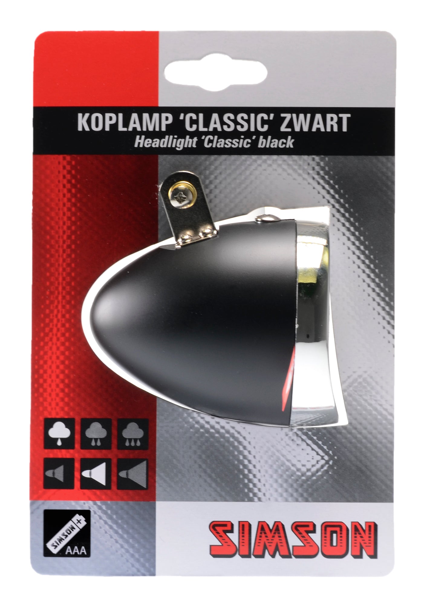 RE1002A Simson koplamp Classic zwart