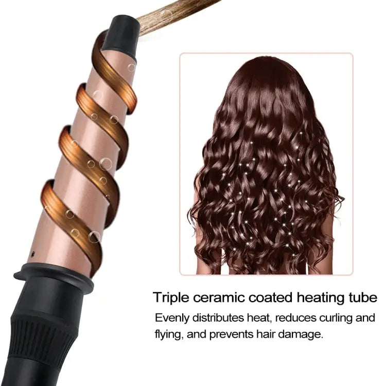 1-1.5 inch Conical Ceramic Hair Curler with Heat-resistant Gloves UK Plug UK Plug - UK Plug