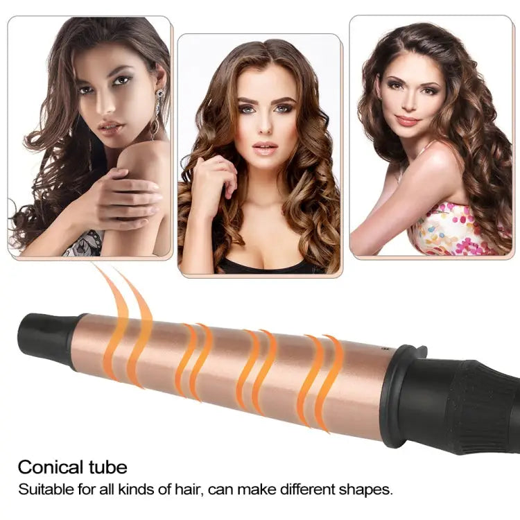 1-1.5 inch Conical Ceramic Hair Curler with Heat-resistant Gloves UK Plug UK Plug - UK Plug