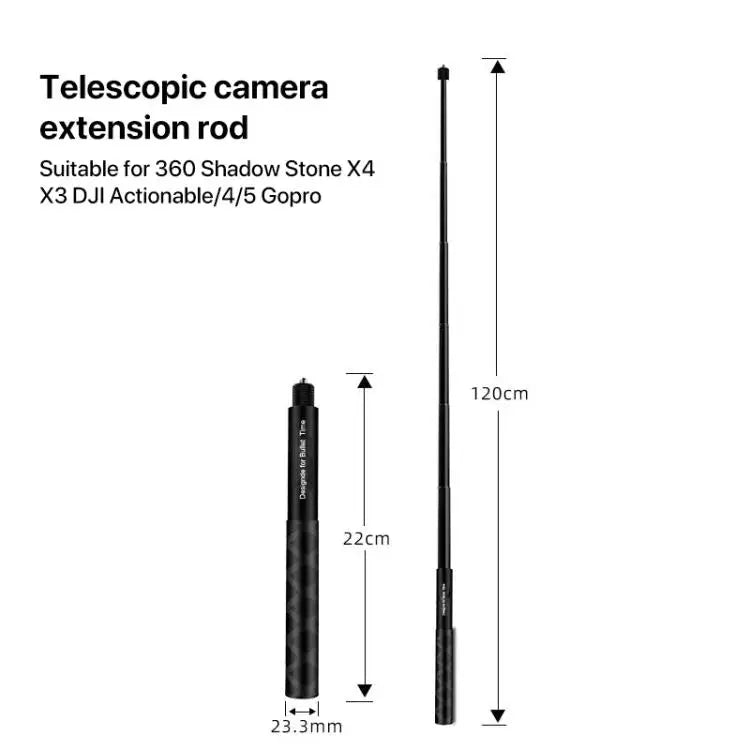 1.2m Action Camera Accessories Selfie Stick for Insta360 ONE X and ONE Sport Camera Handle Accessories 1.2m