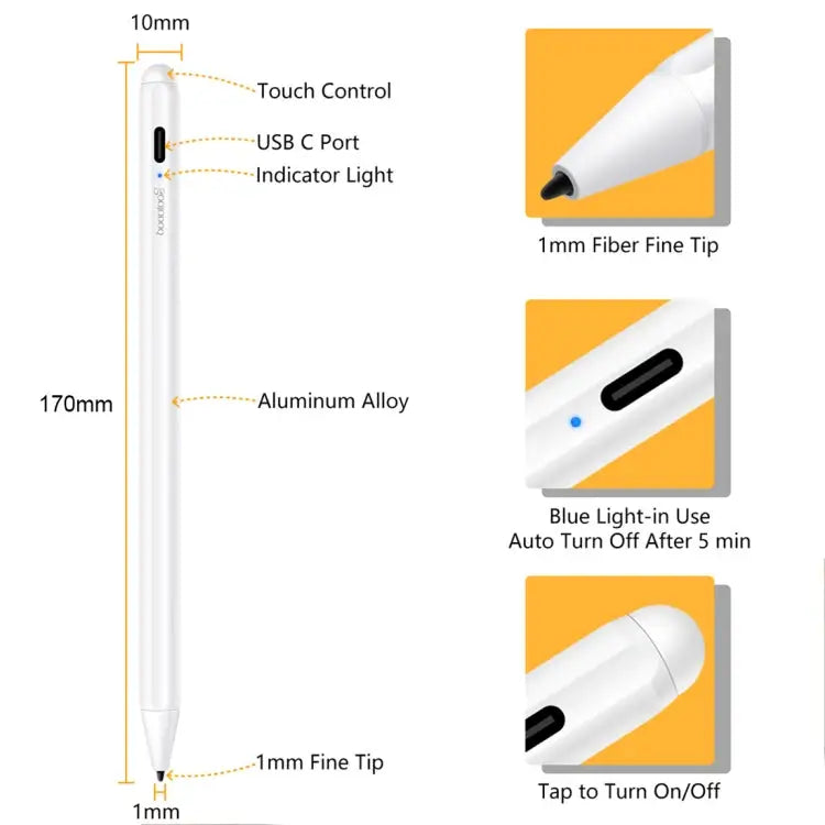 1.4-2.3mm Magnetic Design Superfine Nib Prevent Accidental Touch Handwritten Capacitive Screen Stylus Pen