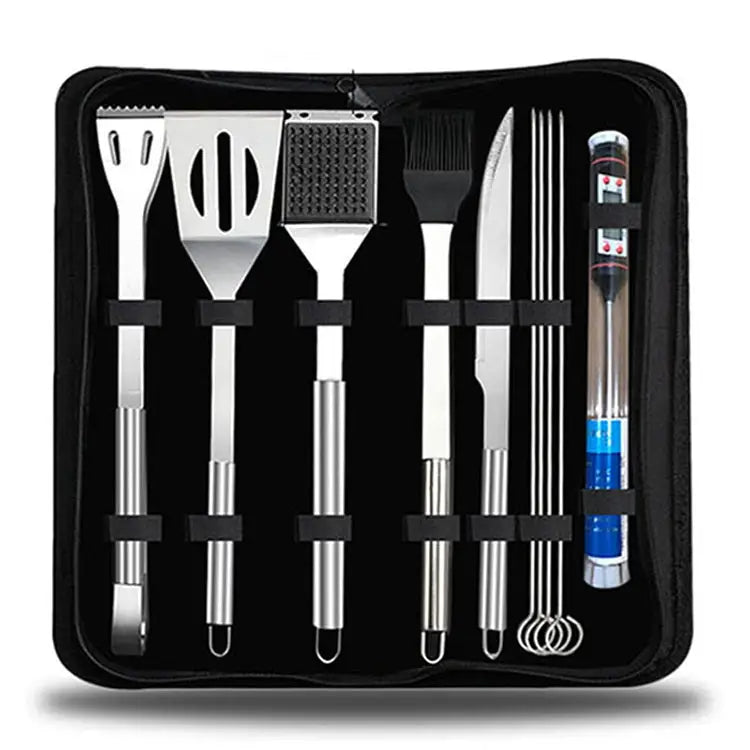 10 in 1 Outdoor Tableware Set Camping Barbecue Tableware Picnic Tool Set with Thermometer 10 in 1 with Thermometer - 10