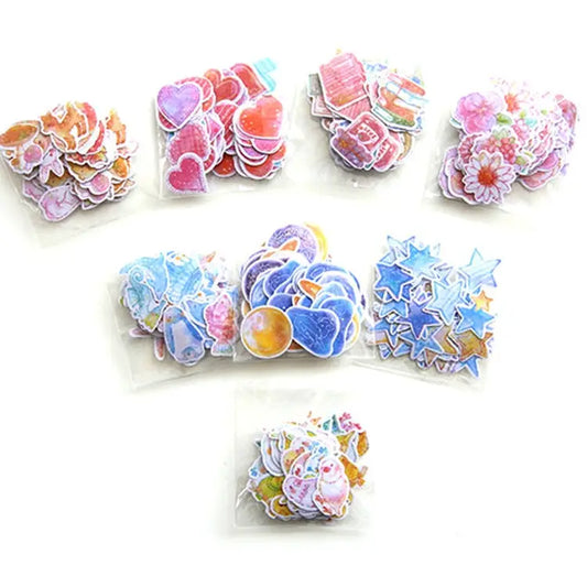 10 Packs Creative Waterproof PVC Sticker DIY Album Diary Watercolor Decorative Sticker Random Delivery PVC Sticker