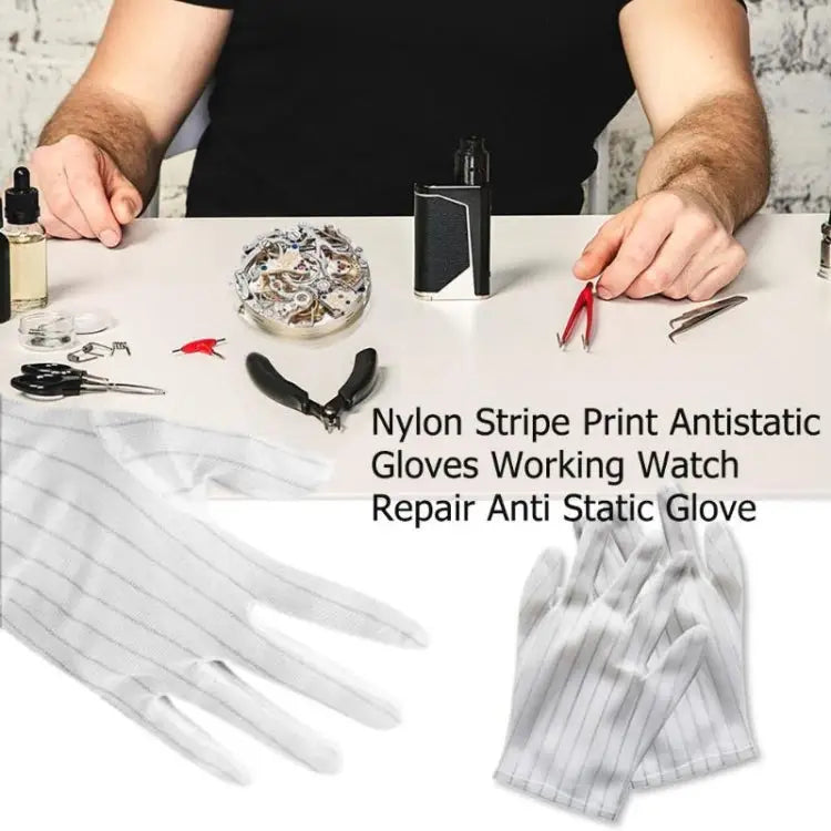 10 Pairs Anti-static Stripe Plastic Gloves Size：Free Size - Plastic Gloves