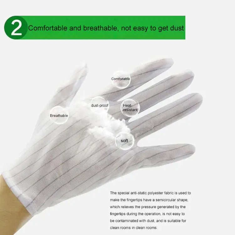 10 Pairs Anti-static Stripe Plastic Gloves Size：Free Size - Plastic Gloves