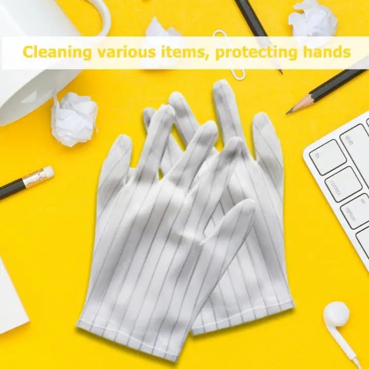 10 Pairs Anti-static Stripe Plastic Gloves Size：Free Size - Plastic Gloves
