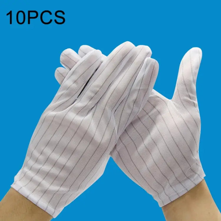 10 Pairs Anti-static Stripe Plastic Gloves Size：Free Size - Plastic Gloves