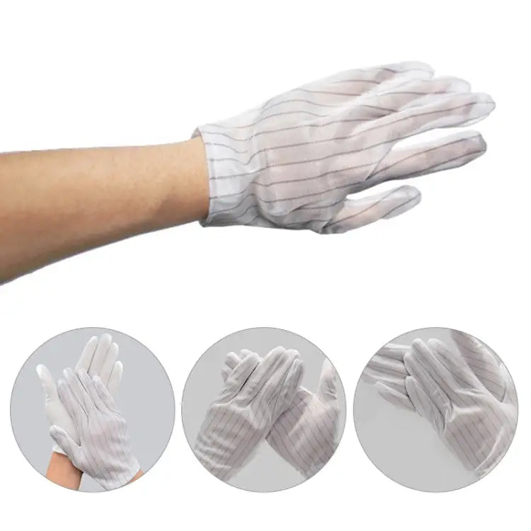 10 Pairs Anti-static Stripe Plastic Gloves Size：Free Size - Plastic Gloves