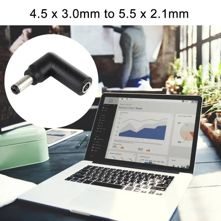 10 PCS 4.5 x 3.0mm Female to 5.5 x 2.1mm Male Plug Elbow Adapter Connector 4.5x3.0mm to 5.5x2.1mm - 4.5x3.0mm