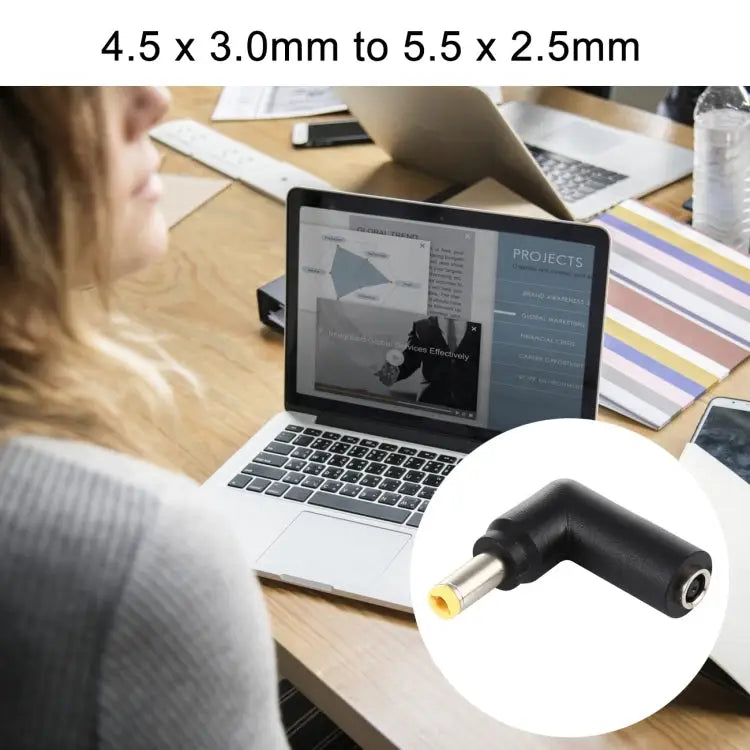 10 PCS 4.5 x 3.0mm Female to 5.5 x 2.5mm Male Plug Elbow Adapter Connector 4.5x3.0mm to 5.5x2.5mm - 4.5x3.0mm