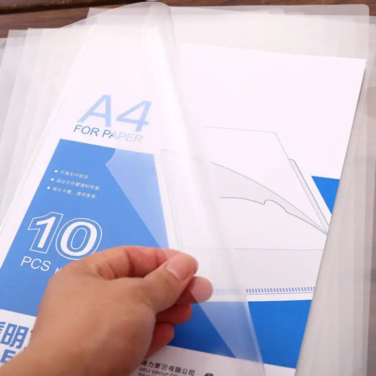 10 PCS Deli Transparent Single Page A4 Folder Size: 32.1*30.7cm 32.1x30.7cm - 32.1x30.7cm