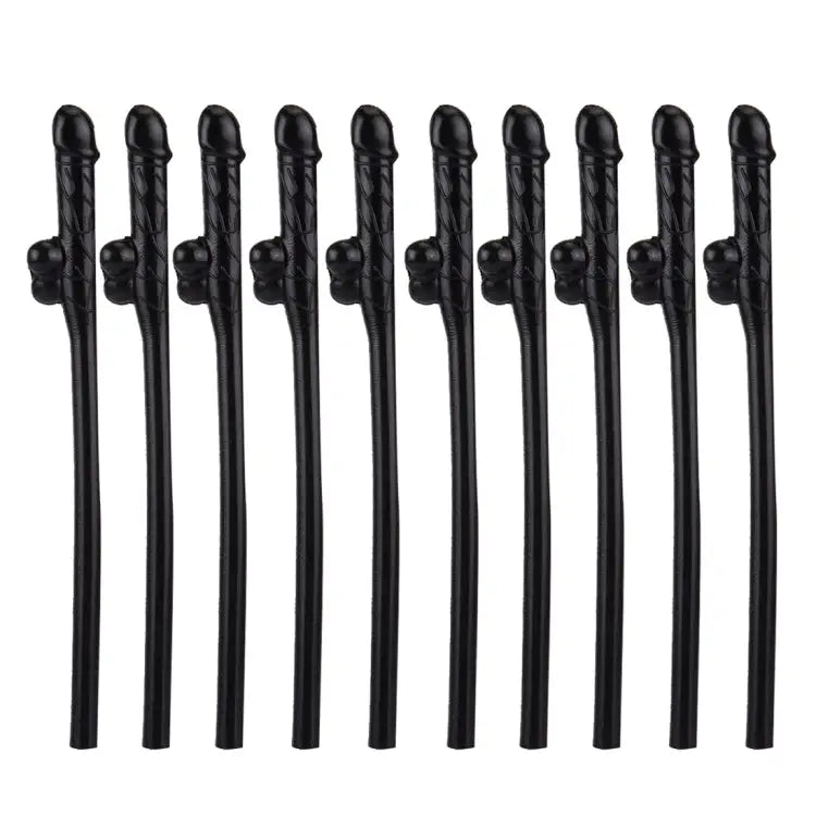 10 PCS Dicky Sipping Straw Length: about 19cm Dicky Sipping Straw(Black) - Dicky Sipping Straw(Black) / Black