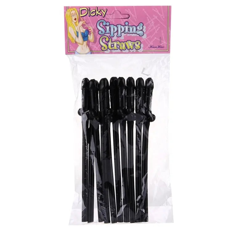 10 PCS Dicky Sipping Straw Length: about 19cm Dicky Sipping Straw(Black) - Dicky Sipping Straw(Black) / Black
