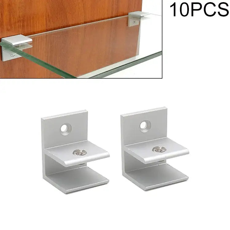 10 PCS F-type Aluminum Alloy Glass Combination Clamp Cabinet Partition Fixing Clip Size: S Cliped 5-10mm F-type S