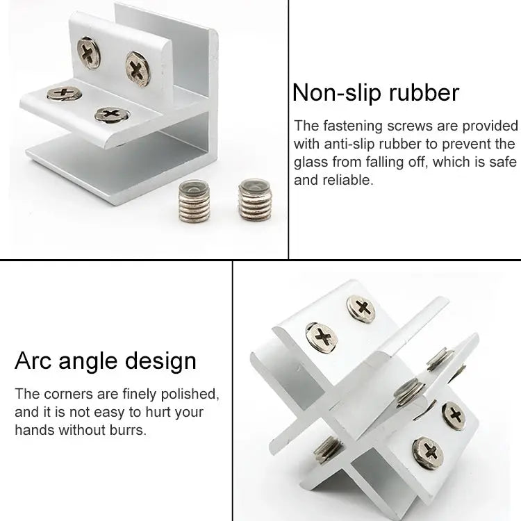 10 PCS F-type Aluminum Alloy Glass Combination Clamp Cabinet Partition Fixing Clip Size: S Cliped 5-10mm F-type S