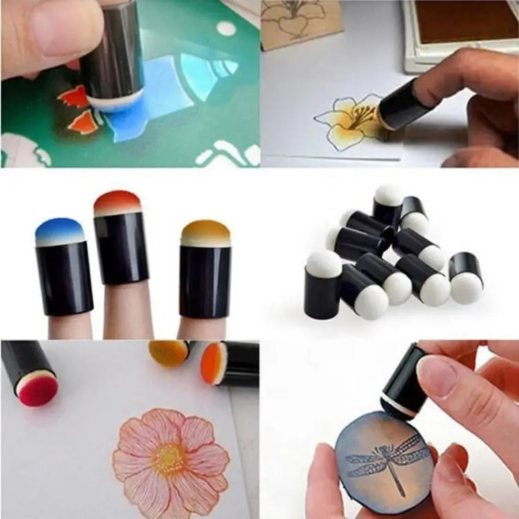 10 PCS Finger Painting Sponge Daubers Coloring Foam Fingertips Finger Painting Sponge - Finger Painting Sponge