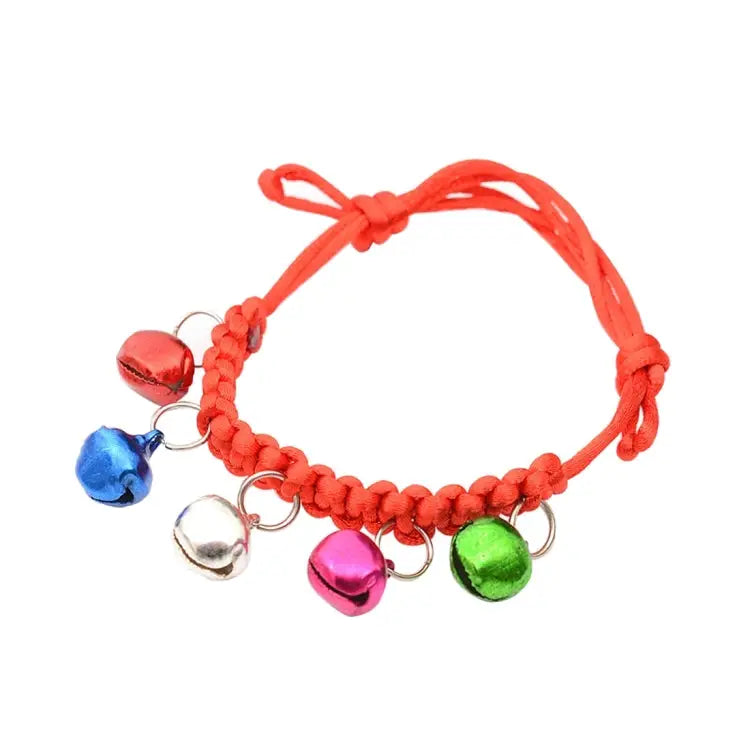 10 PCS Hand-Woven Adjustable Pet Bell Collars Adjustable Perimeter: 18-32cm Random Color Delivery djustable Pet Bell