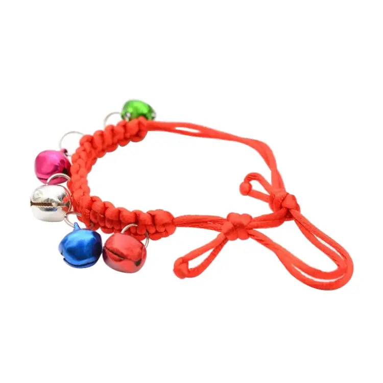 10 PCS Hand-Woven Adjustable Pet Bell Collars Adjustable Perimeter: 18-32cm Random Color Delivery djustable Pet Bell