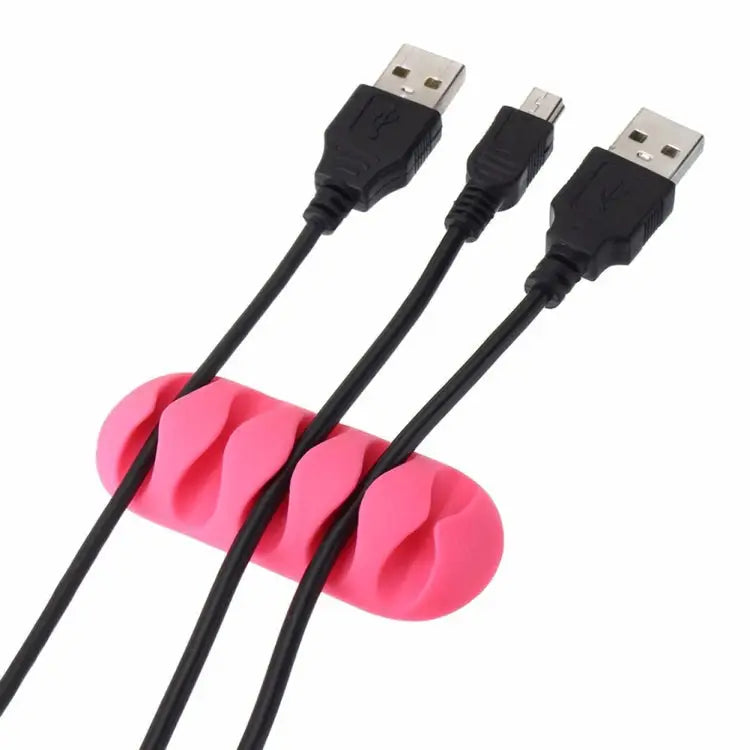10 PCS Pasteable Five-hole TPR Wire Storage Organizer Data Cable Holder - Black
