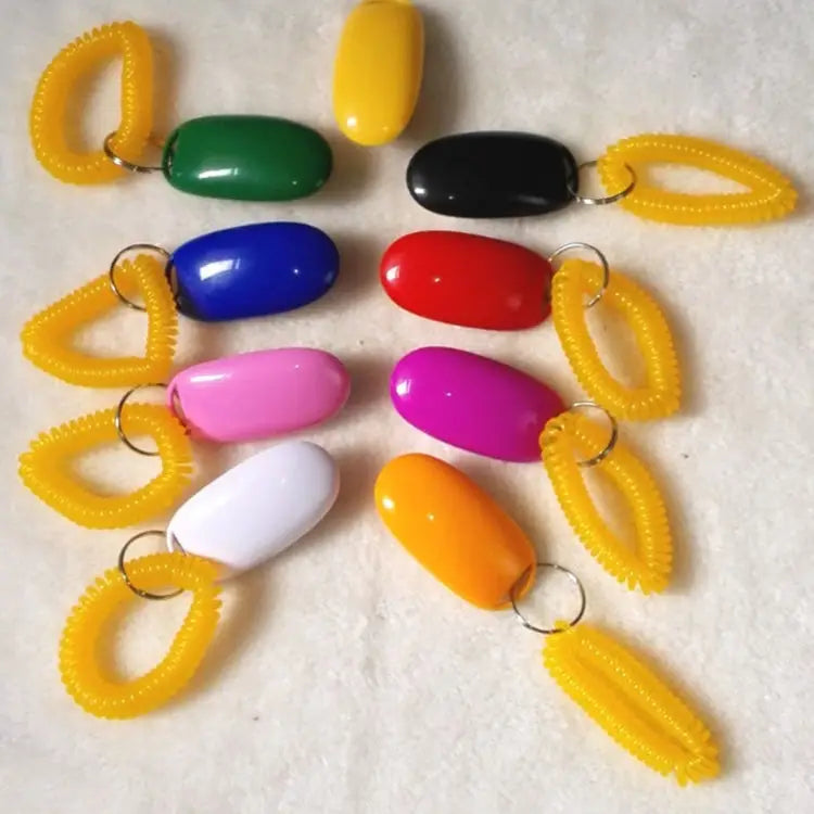 10 PCS Pet Training Clicker Button Dog Training Whistle with Key Chain & Spring Chain Random Color Delivery WIN-10001
