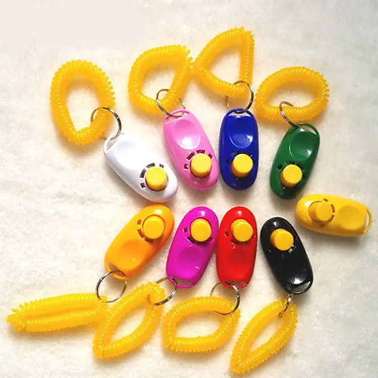 10 PCS Pet Training Clicker Button Dog Training Whistle with Key Chain & Spring Chain Random Color Delivery WIN-10001