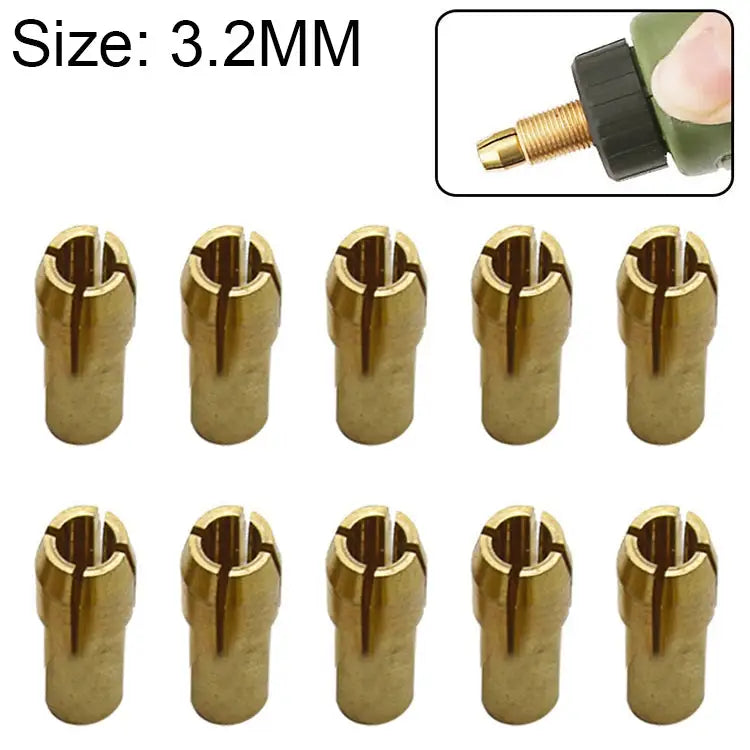 10 PCS Three-claw Copper Clamp Nut for Electric Mill Fittings，Bore diameter: 3.2mm - Bore diameter: 3.2mm