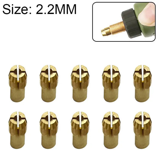 10 PCS Three-claw Copper Clamp Nut for Electric Mill Fittings，Bore diameter: 2.2mm - Bore diameter: 2.2mm