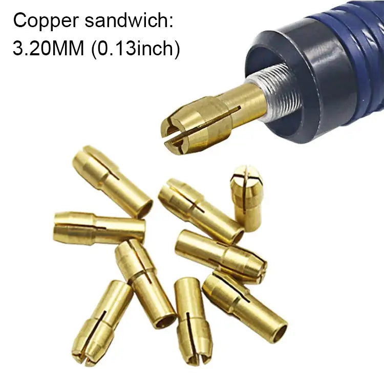 10 PCS Three-claw Copper Clamp Nut for Electric Mill Fittings，Bore diameter: 3.2mm - Bore diameter: 3.2mm