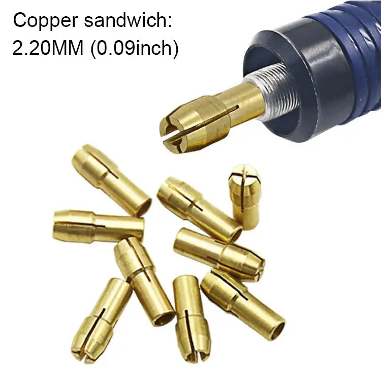 10 PCS Three-claw Copper Clamp Nut for Electric Mill Fittings，Bore diameter: 2.2mm - Bore diameter: 2.2mm