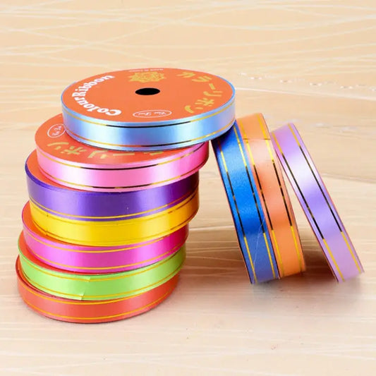 10 Volumes Plastic Ribbon Gift Bouquet Ribbons Bowknot Flowers Packaging Ribands Size: 8m x 1.6cm Random Color Delivery