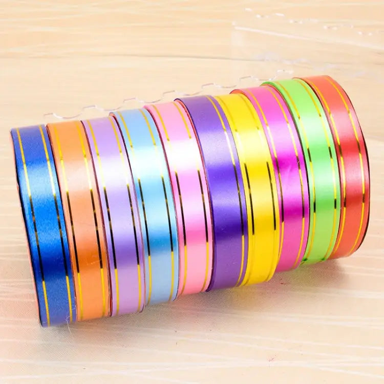 10 Volumes Plastic Ribbon Gift Bouquet Ribbons Bowknot Flowers Packaging Ribands Size: 8m x 1.6cm Random Color Delivery