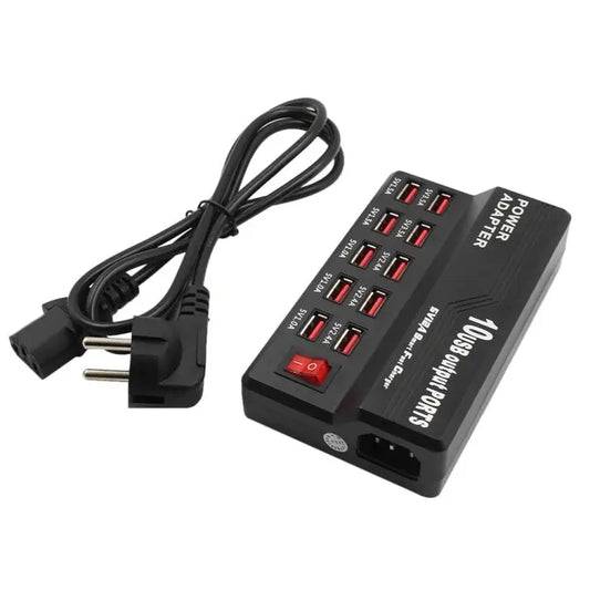 100-240V USB Interface Smart Fast Charge Digital Electronic Charger Multifunctional Charger US Plug - 10 Ports