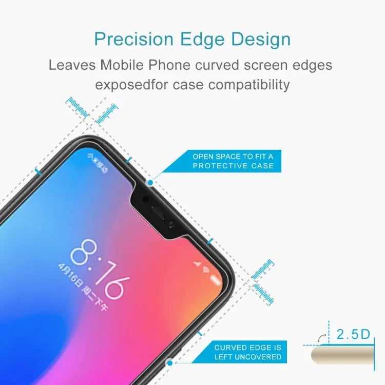 100 PCS 0.26mm 9H Surface Hardness 2.5D Curved Edge Tempered Glass Film for Xiaomi Redmi Note 6 - For Redmi Note 6