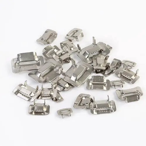100 PCS 12.7mm 304 Stainless Steel Tie Lock Type Cable Wrapped Bundle Buckle 12.7mm - 12.7mm