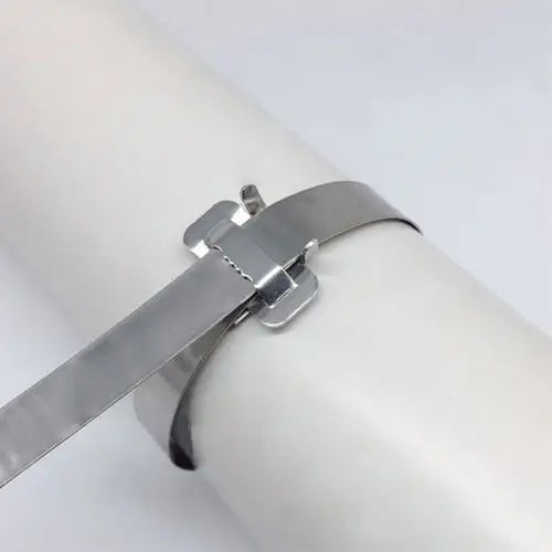 100 PCS 12.7mm 304 Stainless Steel Tie Lock Type Cable Wrapped Bundle Buckle 12.7mm - 12.7mm