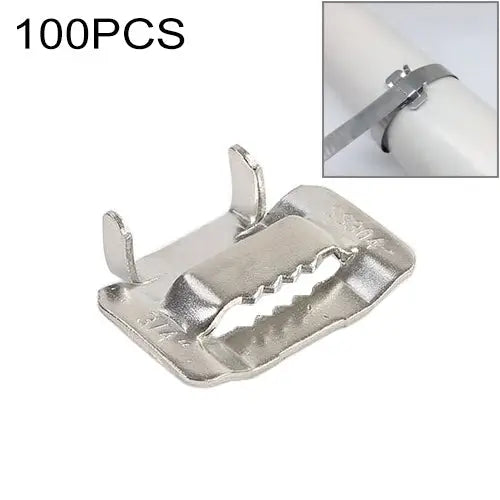 100 PCS 12.7mm 304 Stainless Steel Tie Lock Type Cable Wrapped Bundle Buckle 12.7mm - 12.7mm