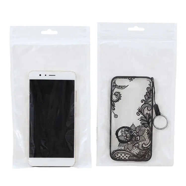 100 PCS 8.5cm x 11cm Hang Hole Clear Front White Pearl Jewelry Zip Lock Packaging Bag Custom Printing and Size